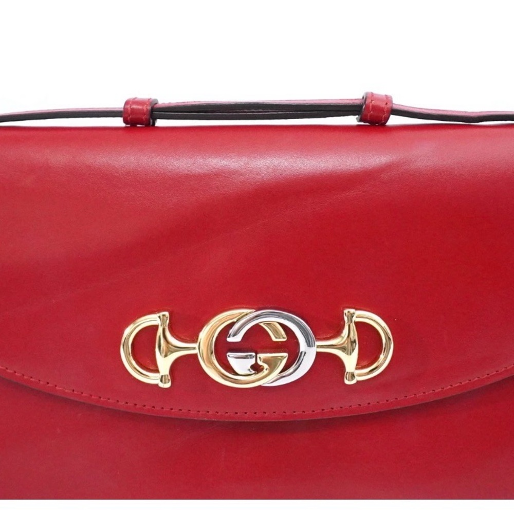 Gucci Zumi Red Shoulder Bag with Gold Chain 2 way Bag Preowned - Picture 6 of 17